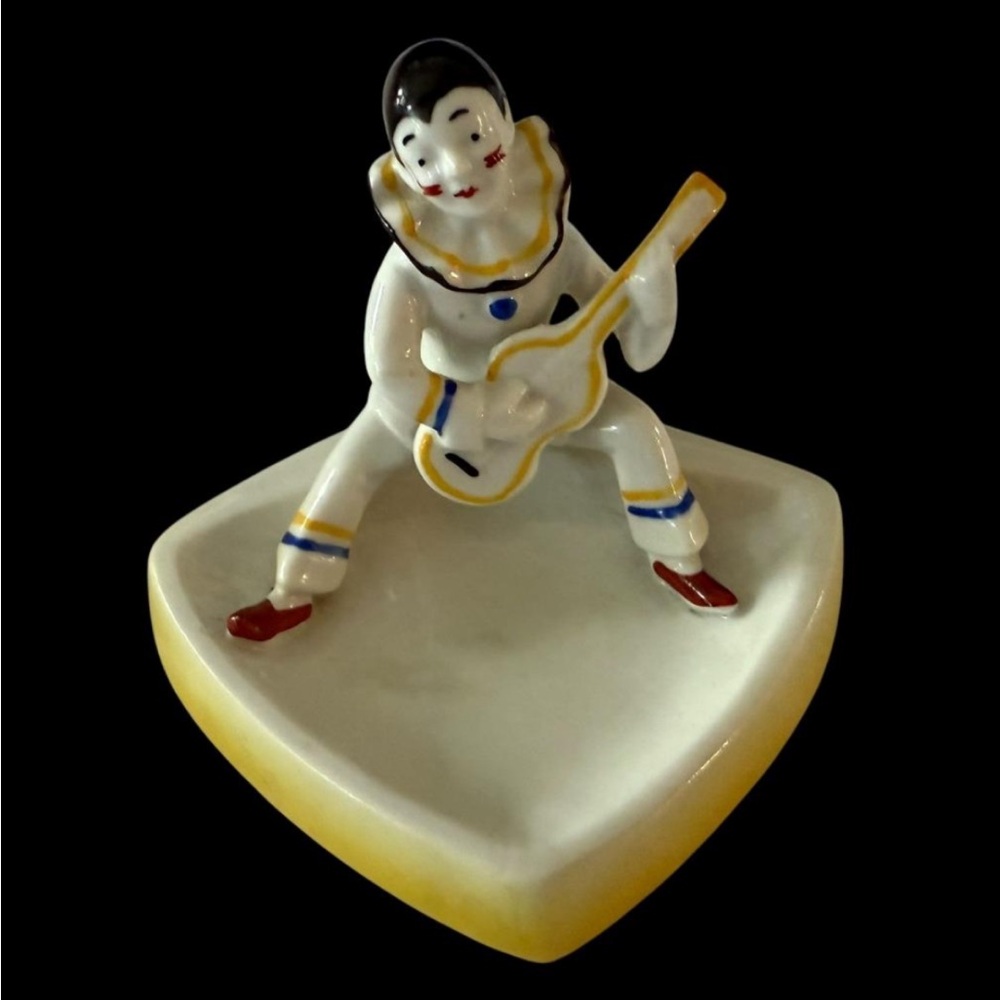 Antique 1920s Art Deco Bavarian Porcelain Pierrot Trinket Pin Dish